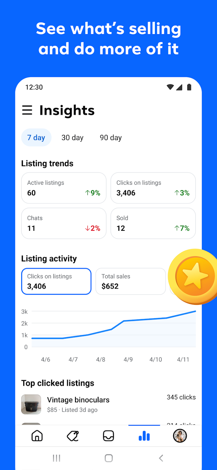 Seller, a Facebook app screenshot