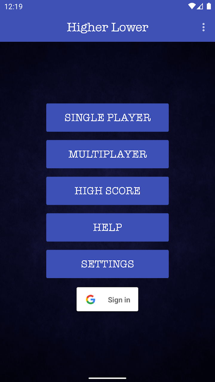 Higher Lower Card Game screenshot