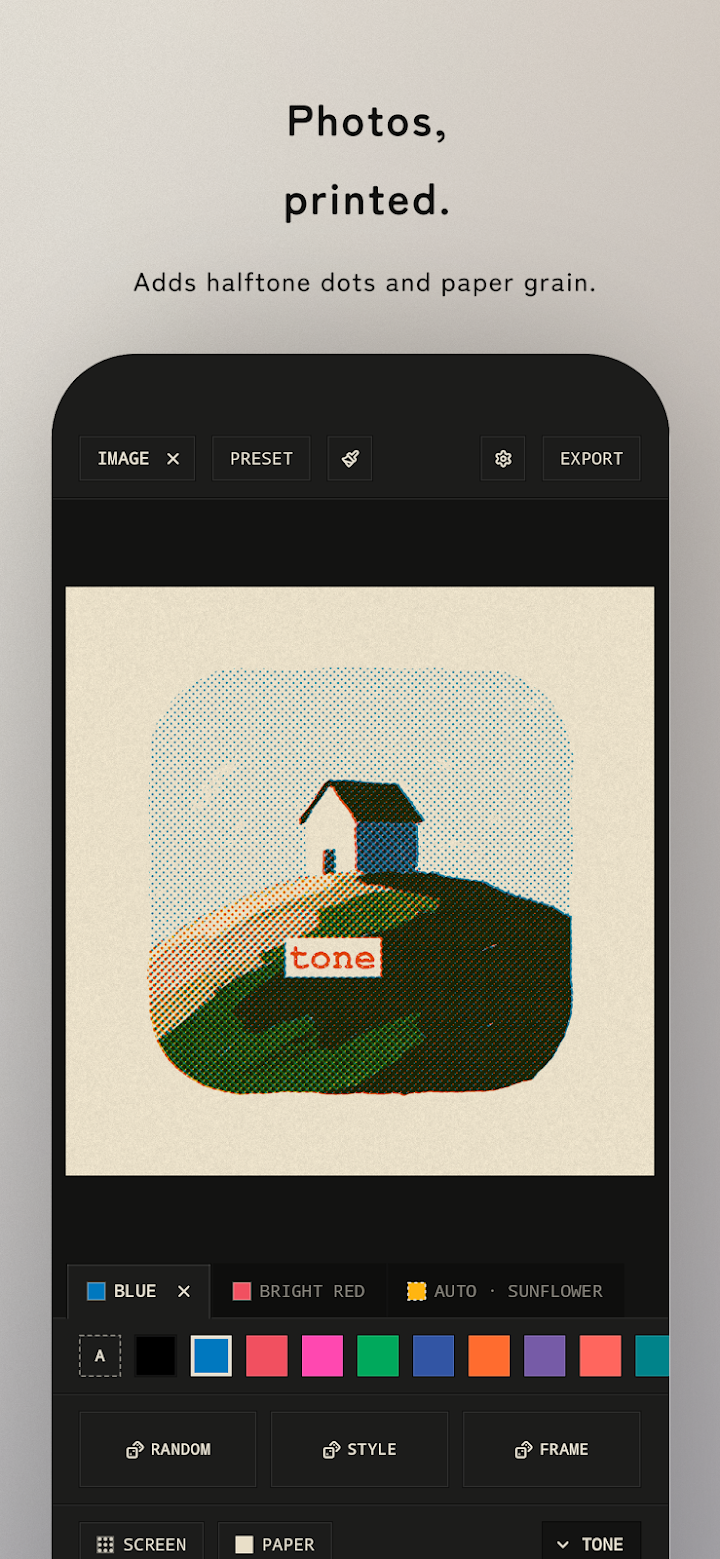 tone - photos, printed screenshot