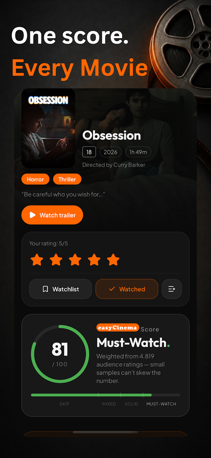 Movie List Tracker: easyCinema screenshot